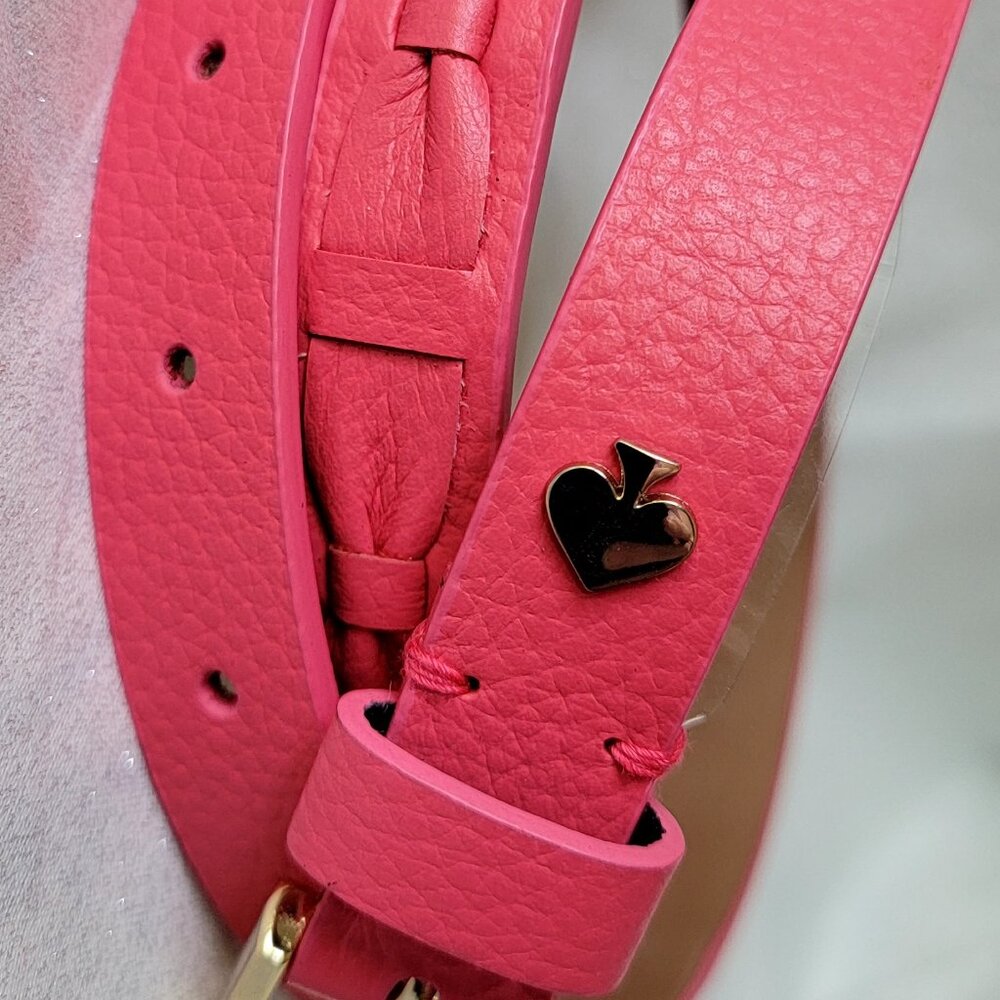 NWT KATE SPADE Fuschia Leather Bow Belt - Picture 5 of 7